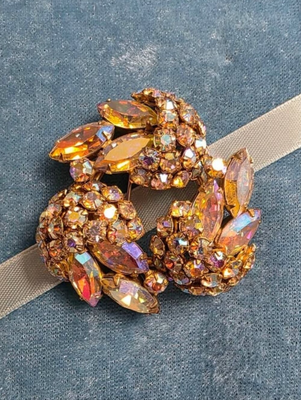 Gustav Sherman Aurora Borialis Crystal Wreath Brooch